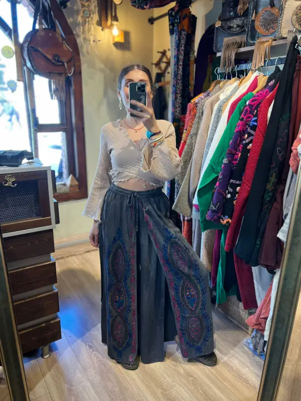 Desenli Şeri Pantalon