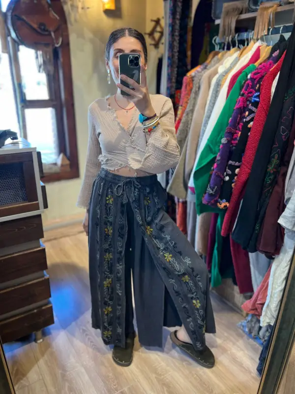 Desenli Şeri Pantalon