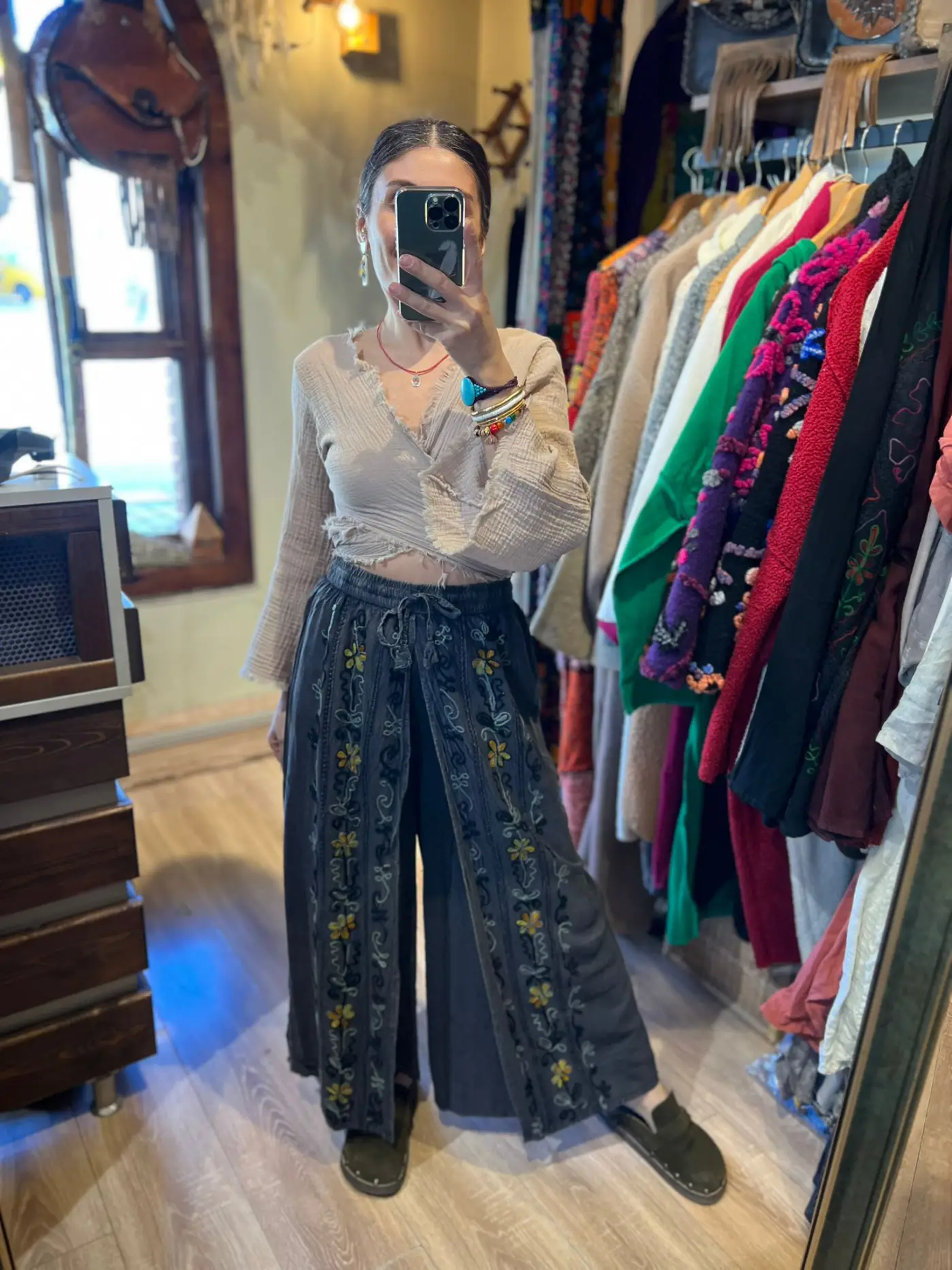 Desenli Şeri Pantalon