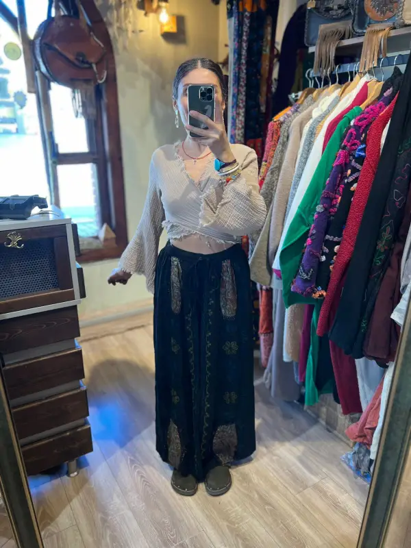 Desenli Şeri Pantalon