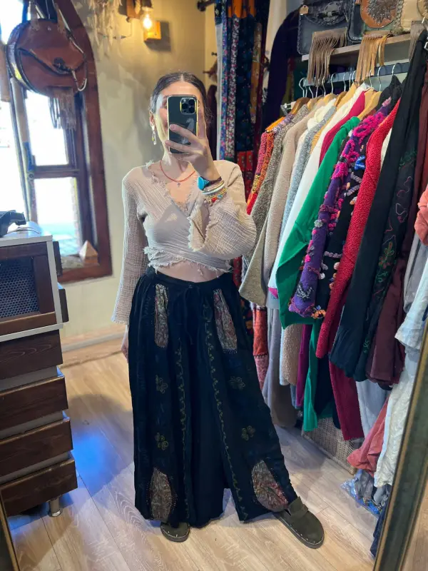 Desenli Şeri Pantalon