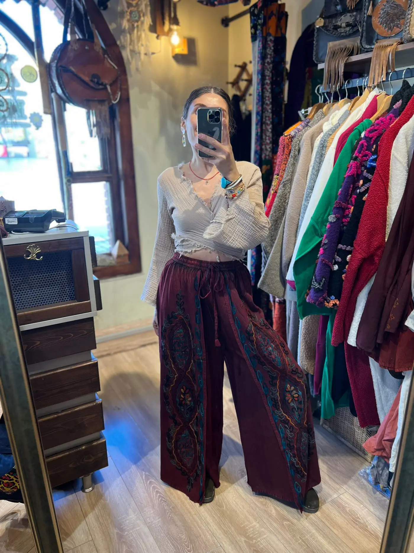 Desenli Şeri Pantalon