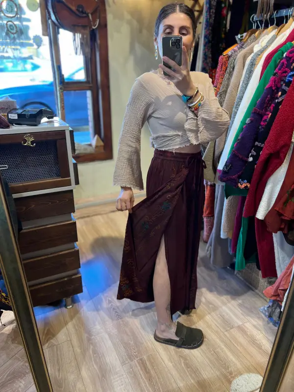 Desenli Şeri Pantalon