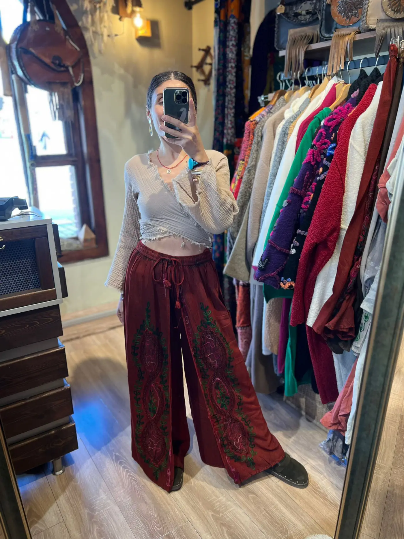 Desenli Şeri Pantalon