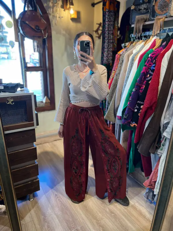 Desenli Şeri Pantalon