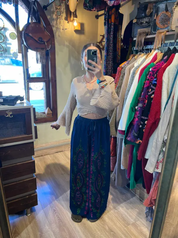 Desenli Şeri Pantalon