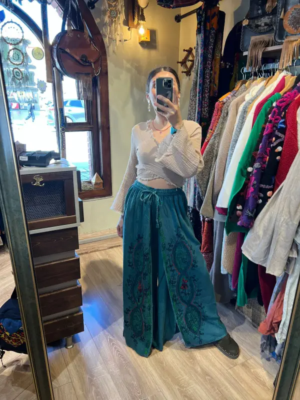 Desenli Şeri Pantalon