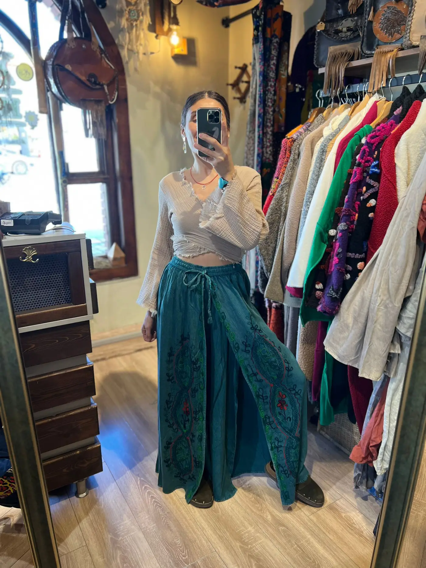 Desenli Şeri Pantalon