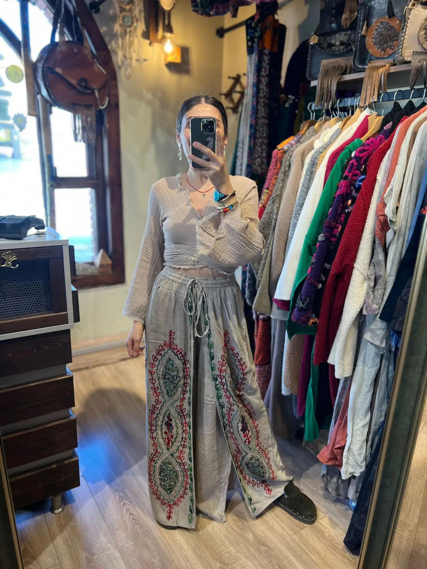 Desenli Şeri Pantalon