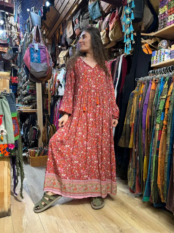 Çiçeğim Yaka İpli Elbise