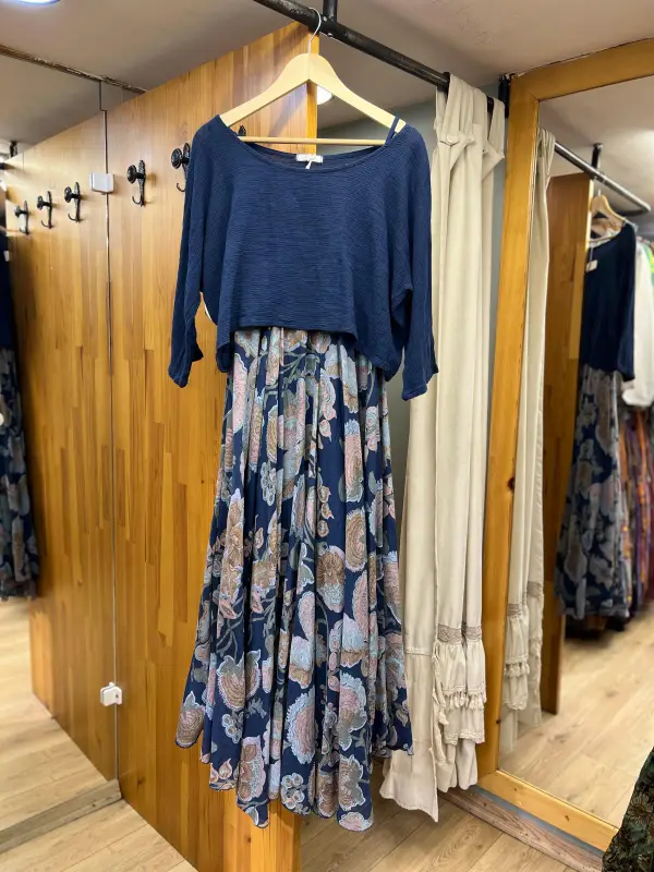 Desenli Bluzlu Elbise Bluz 