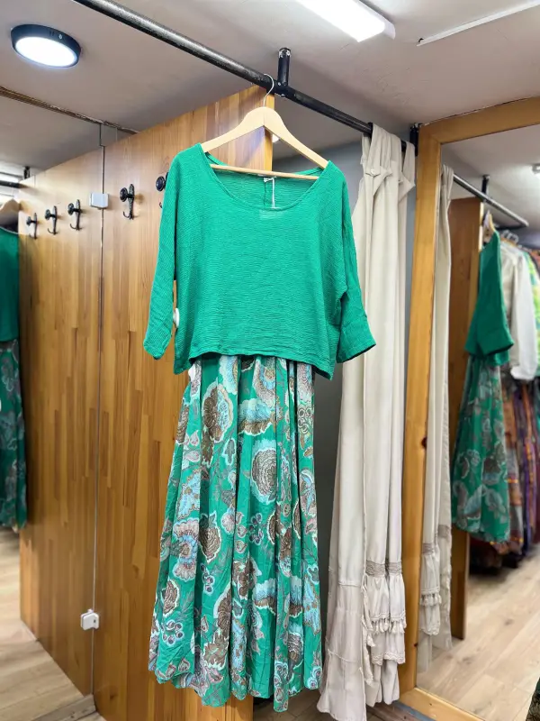 Desenli Bluzlu Elbise Bluz 