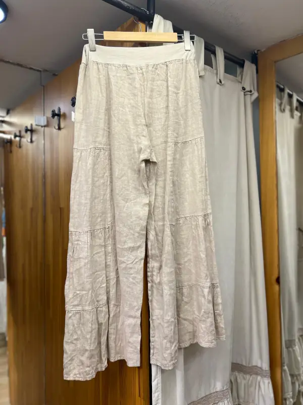 Kemerli Keten Pantolon