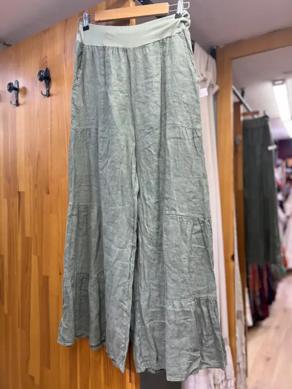 Kemerli Keten Pantolon