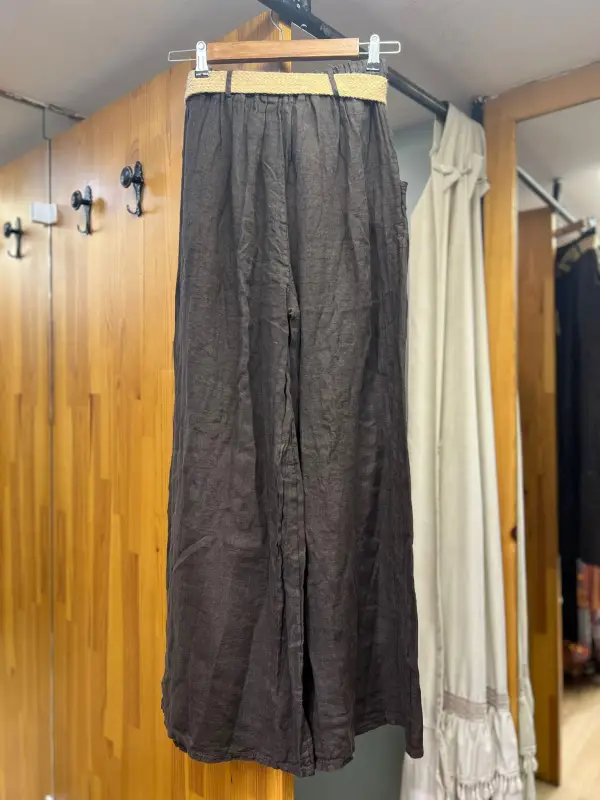 Kemerli Keten Pantolon