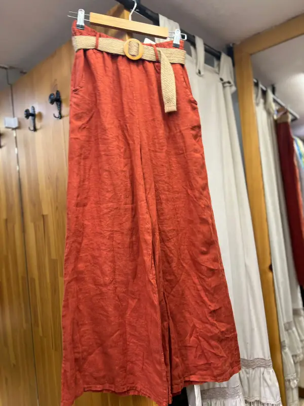 Kemerli Keten Pantolon