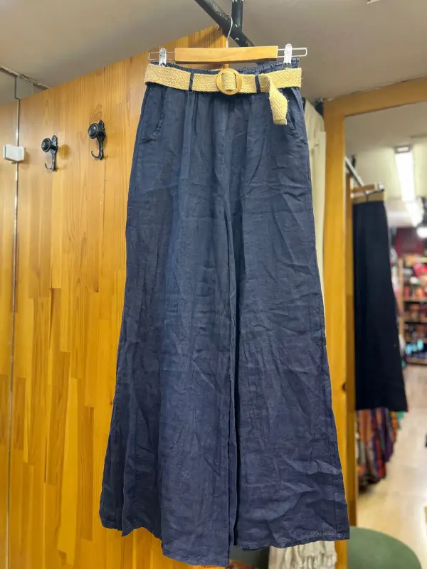 Kemerli Keten Pantolon