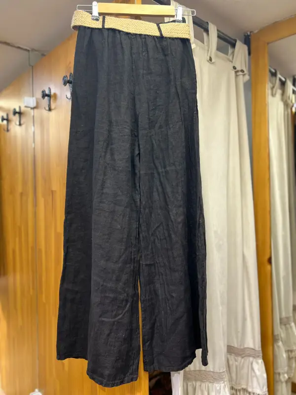 Kemerli Keten Pantolon