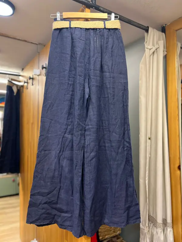 Kemerli Keten Pantolon