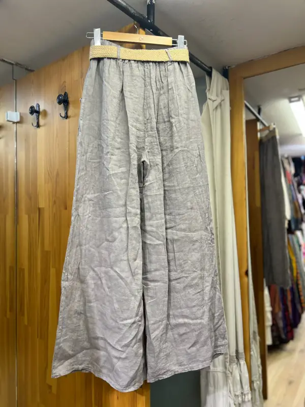 Kemerli Keten Pantolon