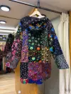 Patchwork Pazen uzun ceket kaban